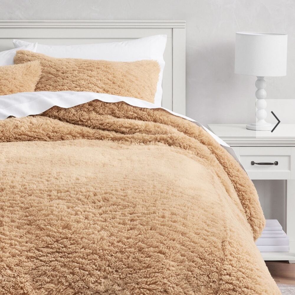 Pottery Barn Cloud Fur Duvet Cover Brown Latte Twin / Twin XL Bedding SOFT NWT